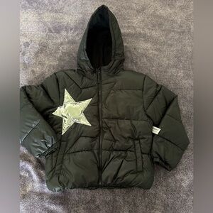 Old Navy Black Puffer Jacket with Silver Star